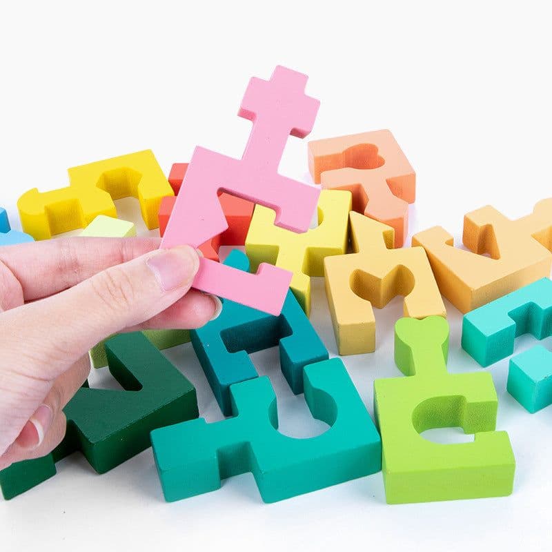 image-Children's Wooden Toys Geometric Building Blocks Three-dimensional Mosaic Board