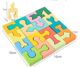 image-Children's Wooden Toys Geometric Building Blocks Three-dimensional Mosaic Board
