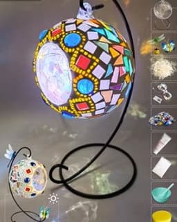 image-DIY Hanging Menorah Lamp Mosaic Handmade Glass Children's Puzzle Homemade Toys