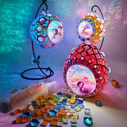 image-DIY Hanging Menorah Lamp Mosaic Handmade Glass Children's Puzzle Homemade Toys