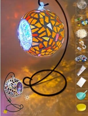 image-DIY Hanging Menorah Lamp Mosaic Handmade Glass Children's Puzzle Homemade Toys