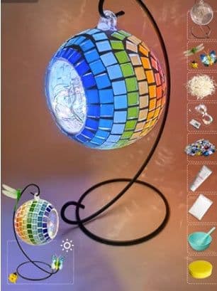 image-DIY Hanging Menorah Lamp Mosaic Handmade Glass Children's Puzzle Homemade Toys