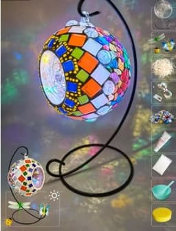 image-DIY Hanging Menorah Lamp Mosaic Handmade Glass Children's Puzzle Homemade Toys