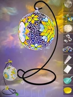 image-DIY Hanging Menorah Lamp Mosaic Handmade Glass Children's Puzzle Homemade Toys