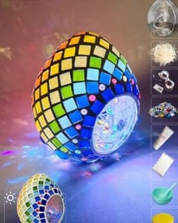 image-DIY Hanging Menorah Lamp Mosaic Handmade Glass Children's Puzzle Homemade Toys