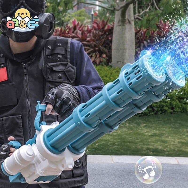 image-Super Big Double-Tube Bubble Gun Machine Outdoor Blowing Soap Bubble Maker Toy Automatic Water Toy For Children Birthday Party
