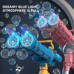 image-Super Big Double-Tube Bubble Gun Machine Outdoor Blowing Soap Bubble Maker Toy Automatic Water Toy For Children Birthday Party