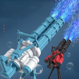 image-Super Big Double-Tube Bubble Gun Machine Outdoor Blowing Soap Bubble Maker Toy Automatic Water Toy For Children Birthday Party