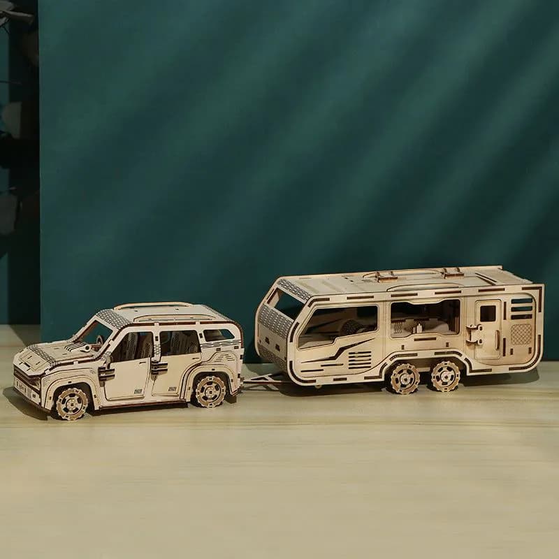 image-3D RV Puzzle DIY Wooden Children's Creative Toys