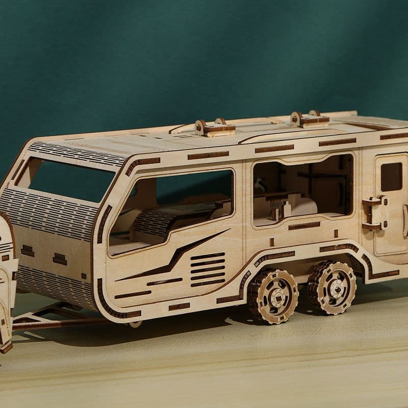 image-3D RV Puzzle DIY Wooden Children's Creative Toys
