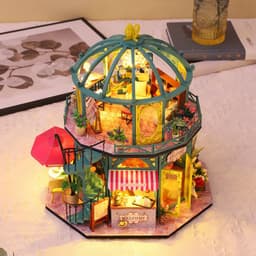 image-DIY Cottage Goods Reading Flowers Room Wooden Hand-assembled Architectural Model Ornaments