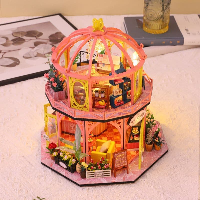 image-DIY Cottage Goods Reading Flowers Room Wooden Hand-assembled Architectural Model Ornaments