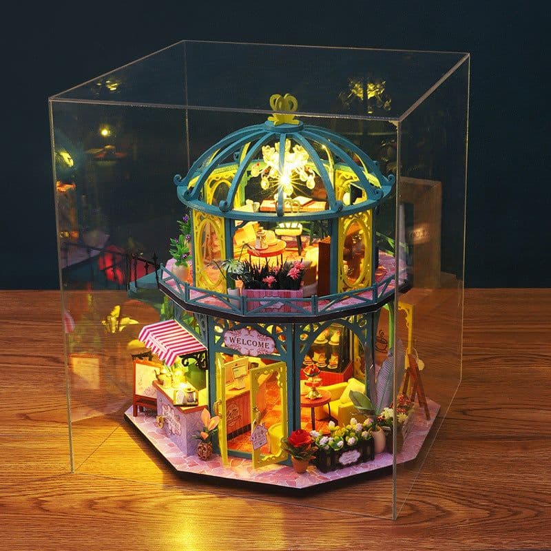 image-DIY Cottage Goods Reading Flowers Room Wooden Hand-assembled Architectural Model Ornaments