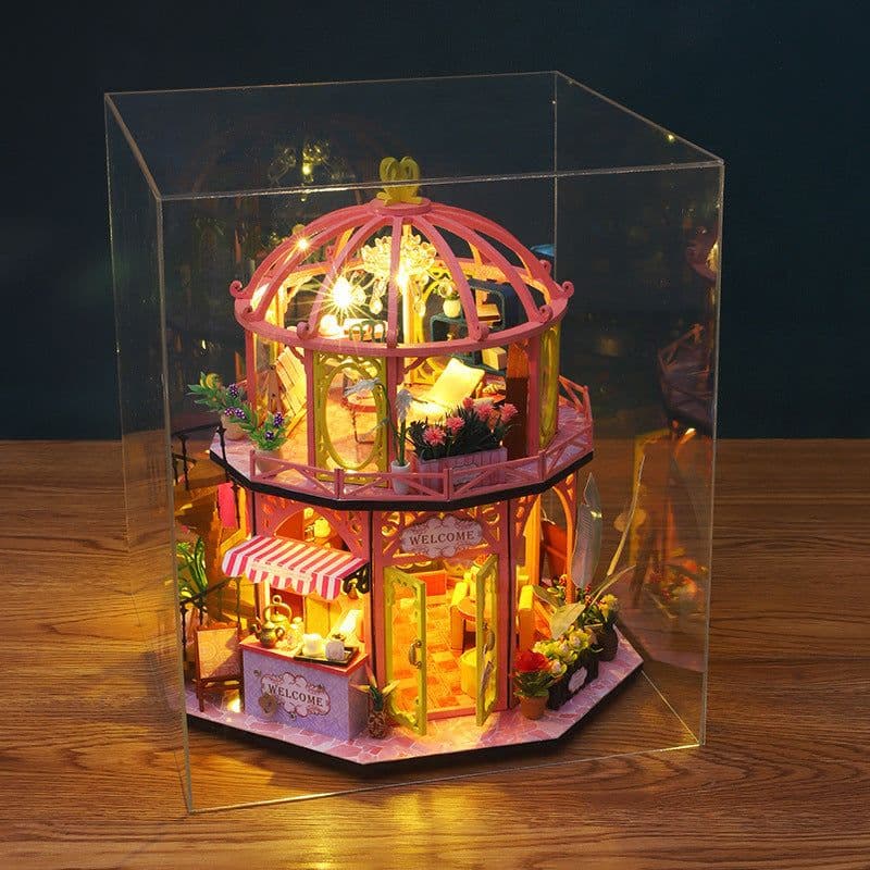 image-DIY Cottage Goods Reading Flowers Room Wooden Hand-assembled Architectural Model Ornaments