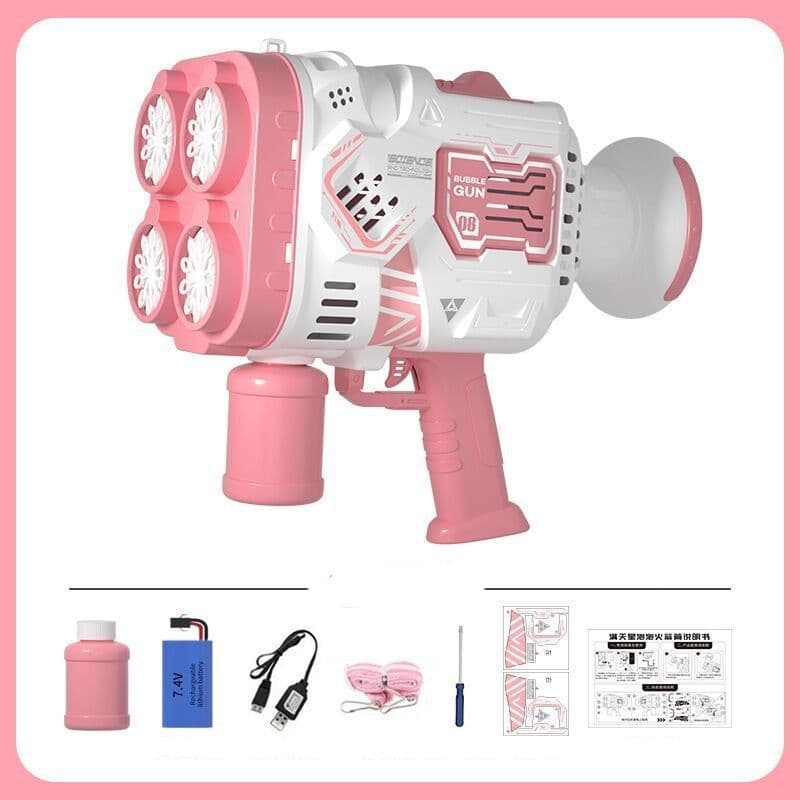 image-Bubble Gun Rocket Soap Bubble Machine Electric Space Launcher Continues To Produce Bubbles With LED Light