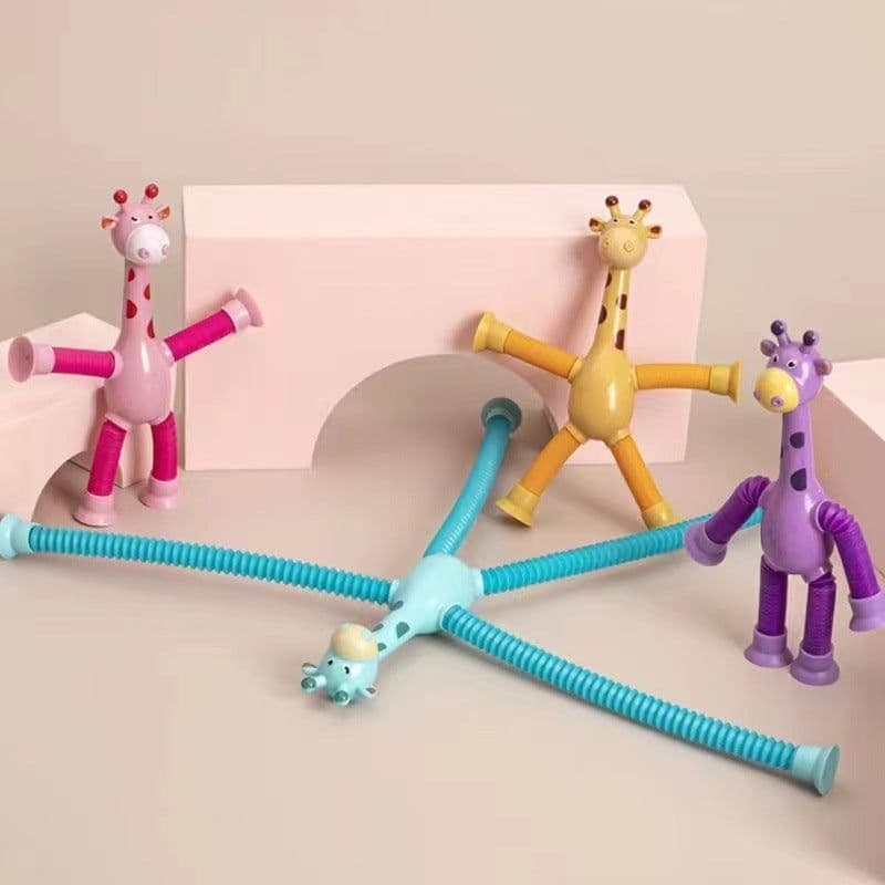 image-Giraffe Tubes Sensory Toys Novelty Spring Fidget Toy Stretch Tube Stress Relief Toy For Kid Birthday Gift Party Favors