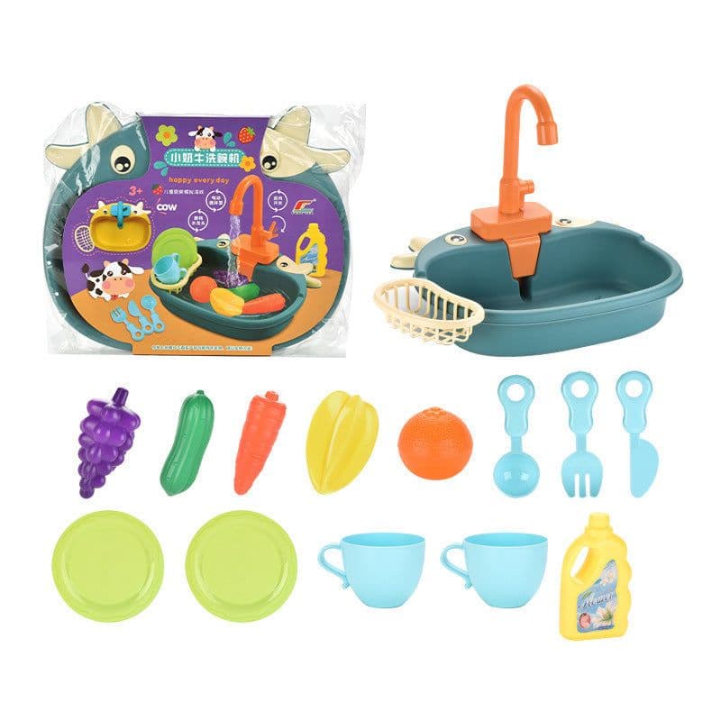 image-Maverick Dishwasher Electric Water Dishwashing Basin Dishwashing Sink Play House Kitchen Toy Set