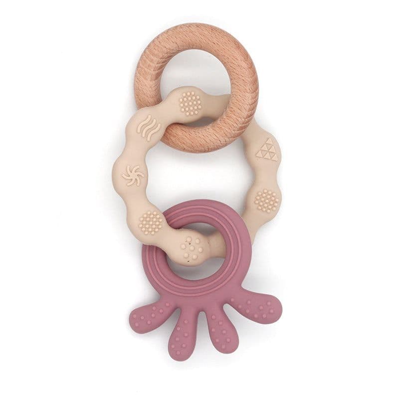 image-Octopus Beech Wood Children's Dental Glue Silicone Puzzle Toys