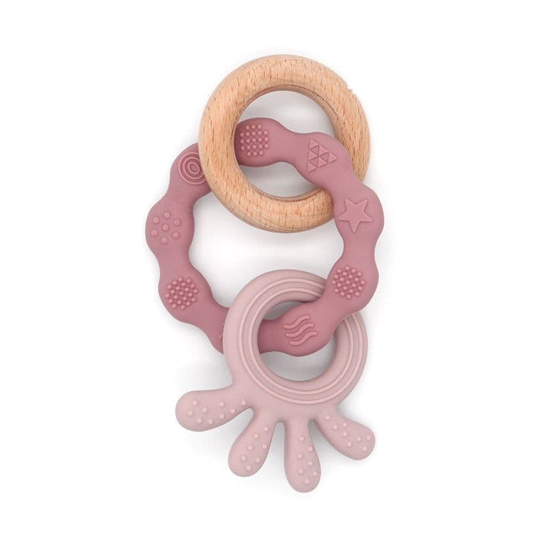 image-Octopus Beech Wood Children's Dental Glue Silicone Puzzle Toys