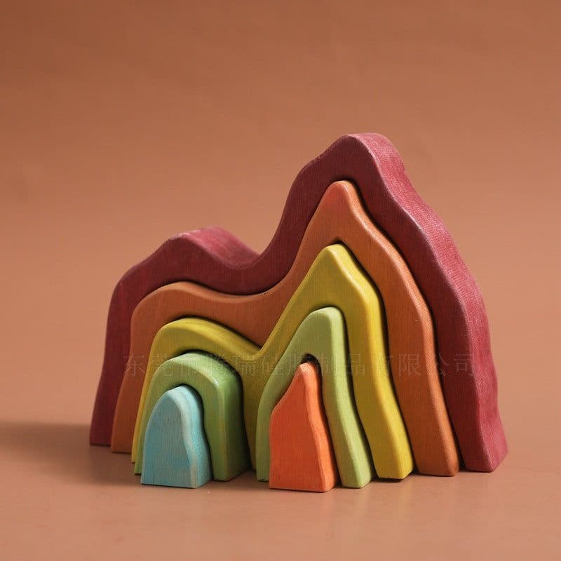 image-Early Childhood Education Puzzle Toys Wooden Rainbow Building Blocks