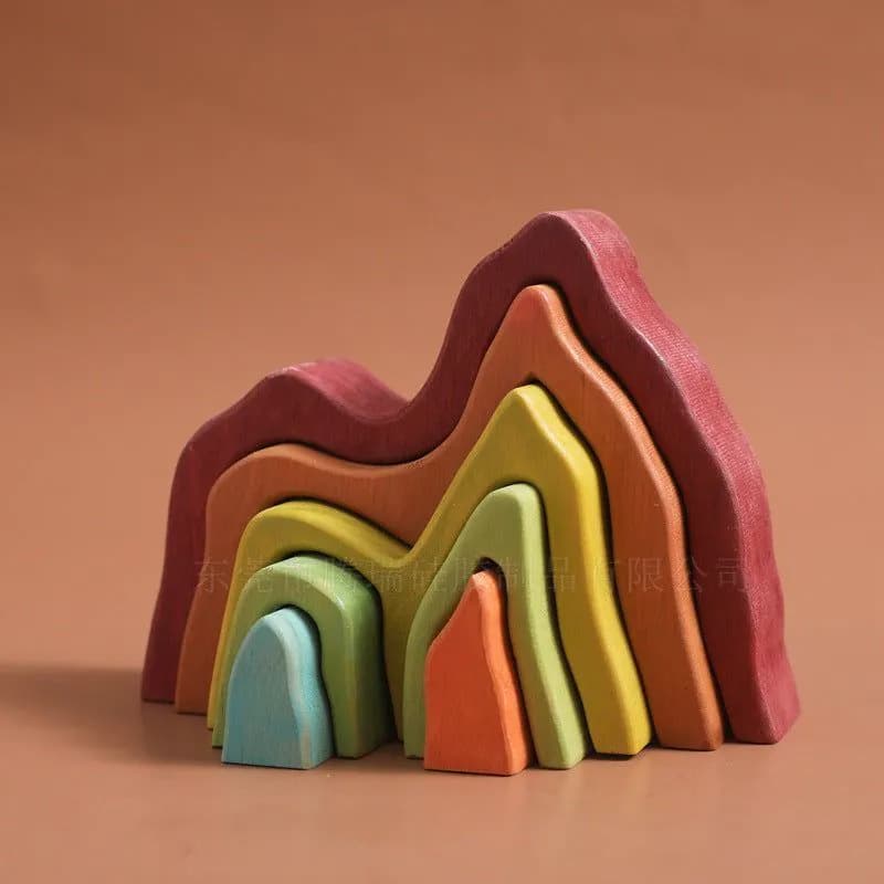 image-Early Childhood Education Puzzle Toys Wooden Rainbow Building Blocks