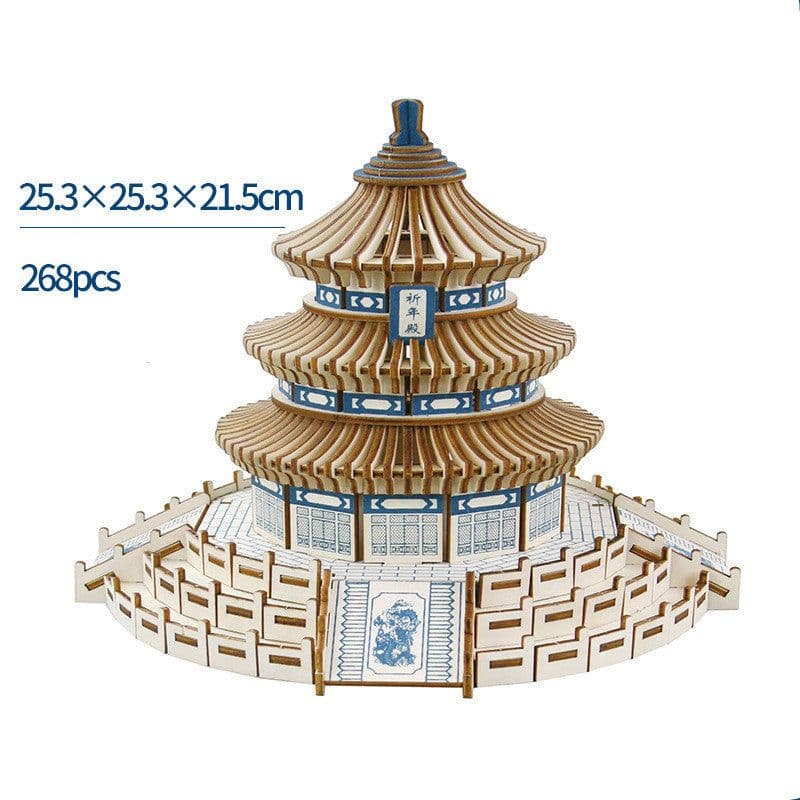 image-Wood Building Model Puzzles Toy 3d Three-dimensional Puzzle Board