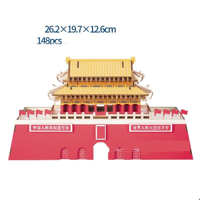 image-Wood Building Model Puzzles Toy 3d Three-dimensional Puzzle Board