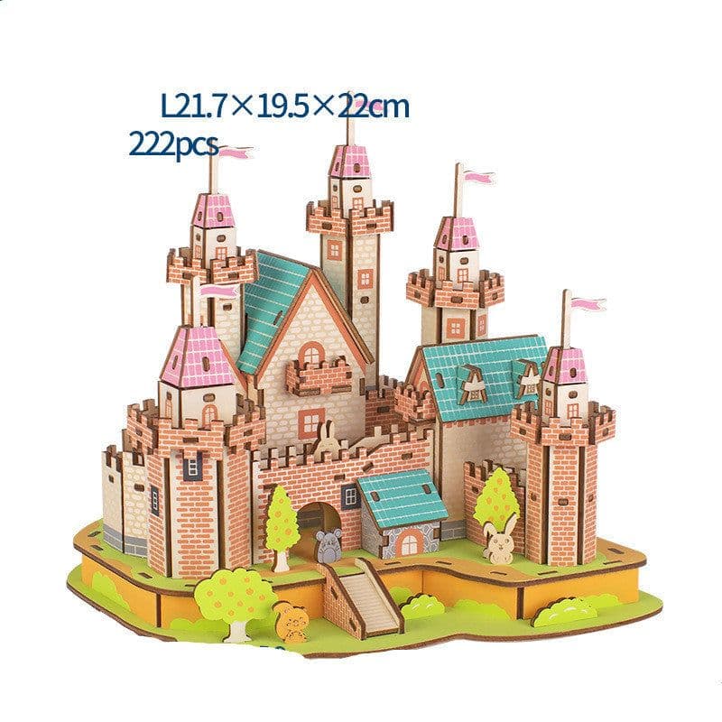 image-Wood Building Model Puzzles Toy 3d Three-dimensional Puzzle Board