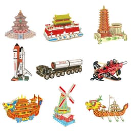 image-Wood Building Model Puzzles Toy 3d Three-dimensional Puzzle Board