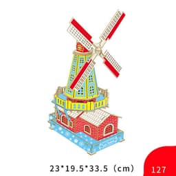 image-Wood Building Model Puzzles Toy 3d Three-dimensional Puzzle Board