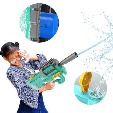 image-New P90 Electric Water Gun High-Tech Kids Toys Outdoor Beach Pool Large Capacity Summer Gel Blasting Water Gun For Adults