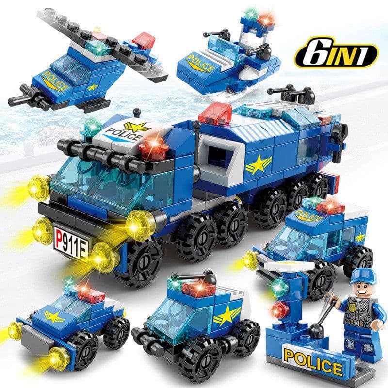 image-Police Military Tank Building Blocks Assembly Mosaic Children's Educational Toys