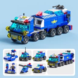 image-Police Military Tank Building Blocks Assembly Mosaic Children's Educational Toys