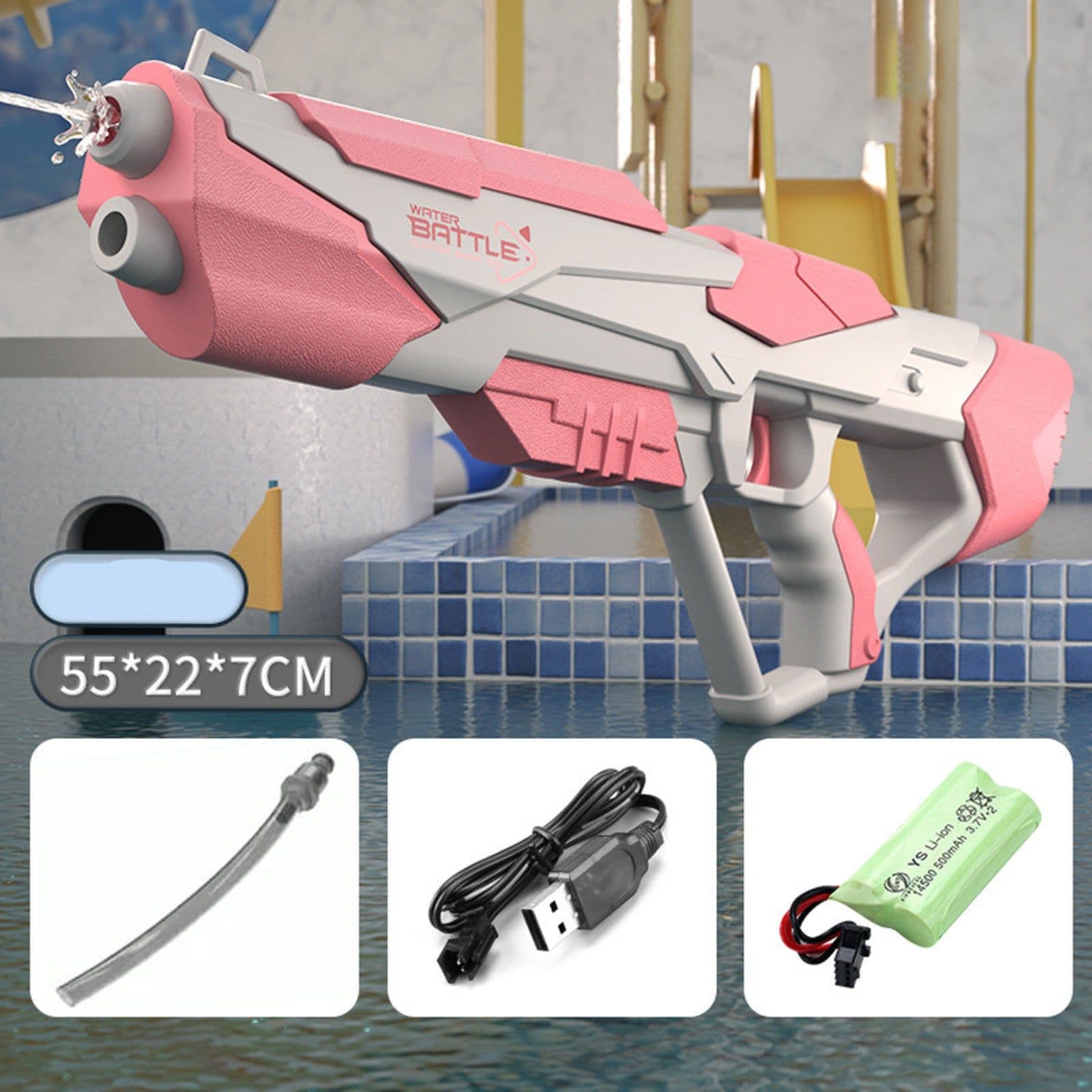 image-Space Water Gun Electric Automatic Water Absorption Water Fights Toy Outdoor Beach Swimming Pool Bath Toys For Children Kid Gift