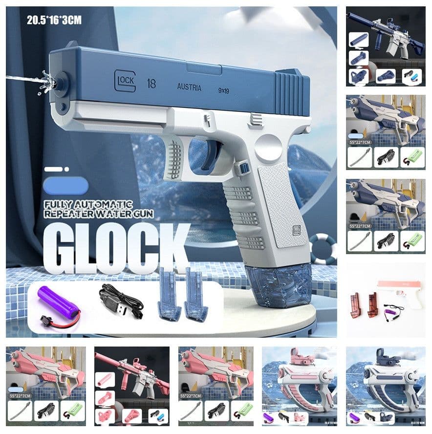 image-Space Water Gun Electric Automatic Water Absorption Water Fights Toy Outdoor Beach Swimming Pool Bath Toys For Children Kid Gift