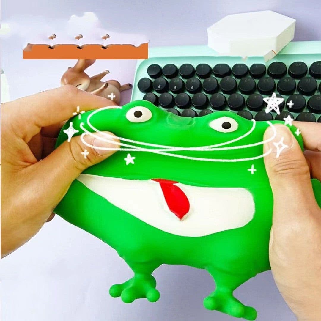 image-Decompression Toy Frog Prince Pinching And Pulling