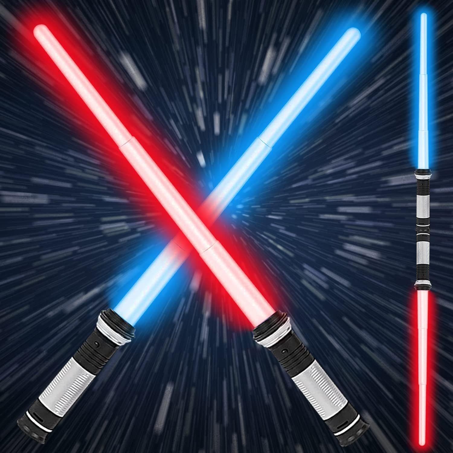 image-Lightsaber Kids - 2 Pack - LED Light Up Saber With Sound Retractable 7 Colors Light Saber Sword For Boys Kids Party Favors