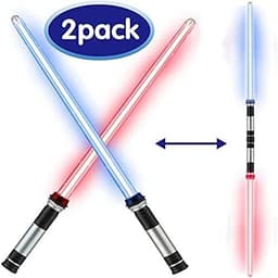 image-Lightsaber Kids - 2 Pack - LED Light Up Saber With Sound Retractable 7 Colors Light Saber Sword For Boys Kids Party Favors
