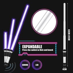 image-Lightsaber Kids - 2 Pack - LED Light Up Saber With Sound Retractable 7 Colors Light Saber Sword For Boys Kids Party Favors