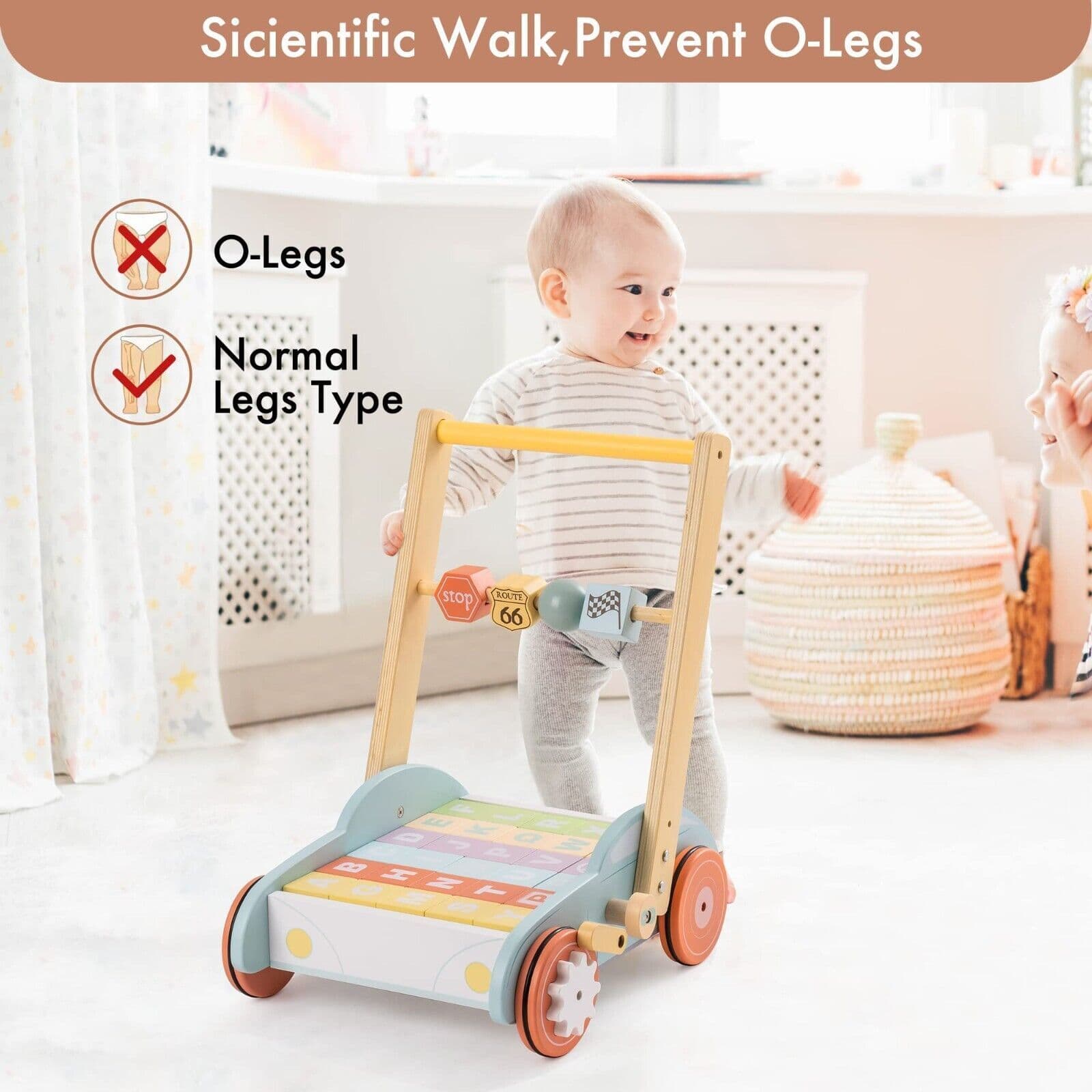 image-ROBUD Wooden Baby Walker Push With ABC 123 Traffic Sign Gifts For Todders 3 Year