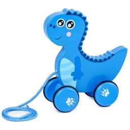 image-Wooden Animal Puppy Crocodile Trailer Children's Cartoon Parent-child Toddler Car Baby 3-6 Years Old Educational Toys