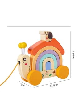 image-Wooden Animal Puppy Crocodile Trailer Children's Cartoon Parent-child Toddler Car Baby 3-6 Years Old Educational Toys
