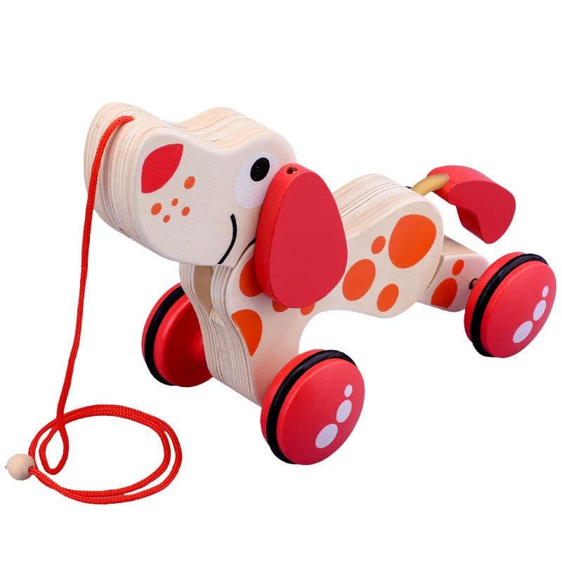 image-Wooden Animal Puppy Crocodile Trailer Children's Cartoon Parent-child Toddler Car Baby 3-6 Years Old Educational Toys