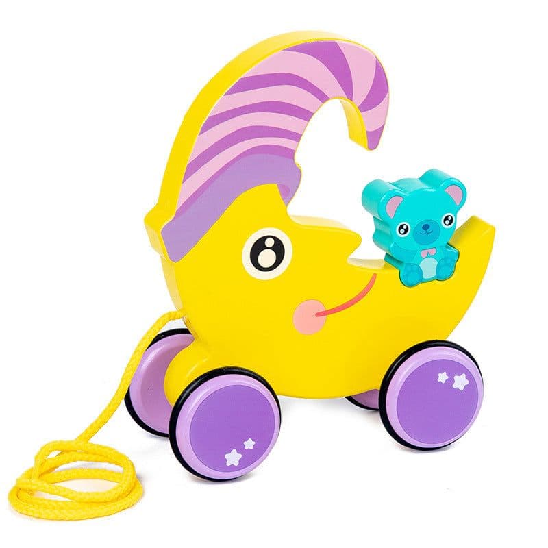 image-Wooden Animal Puppy Crocodile Trailer Children's Cartoon Parent-child Toddler Car Baby 3-6 Years Old Educational Toys
