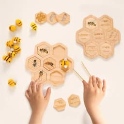 image-Montessori Natural Science Teaching Aids Bee Puzzle Early Education Cognitive Toys