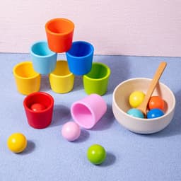 image-Wooden Children's Educational Color Classification Cup Counting Activity Suit Preschool Color Number Learning Toys