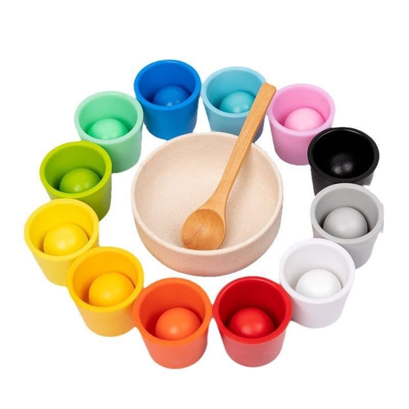 image-Wooden Children's Educational Color Classification Cup Counting Activity Suit Preschool Color Number Learning Toys