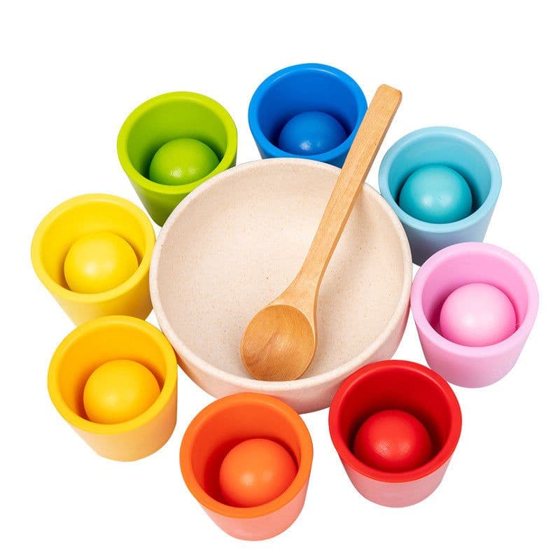 image-Wooden Children's Educational Color Classification Cup Counting Activity Suit Preschool Color Number Learning Toys