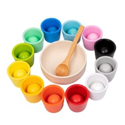 image-Wooden Children's Educational Color Classification Cup Counting Activity Suit Preschool Color Number Learning Toys