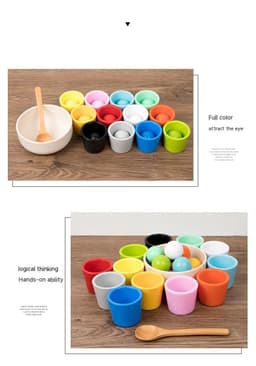 image-Wooden Children's Educational Color Classification Cup Counting Activity Suit Preschool Color Number Learning Toys